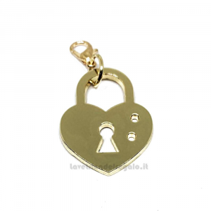 Ciondolo Bomboniera Matrimonio lucchetto cuore in metallo dorato 2.4x3.1 cm - Decorazioni 
