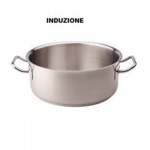 Casseruola Bassa 36 Cm Con Due Manici In Acciaio Inox Professionale 18/10 Per Piani Ad Induzione Casa Cucina