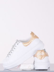 Sneaker tallone lamina bianco gold
