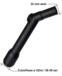 Impugnatura Curvetta nera piegata Ø32 con regolatore aria e ghiera filettata for Vacuum Cleaner - Cod: SYN100111450