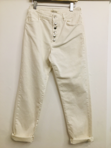 Jeans donna |bianco |con bottoni anteriori | modello buggy |Made in Italy