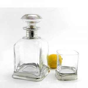 Bicchiere da whisky in vetro soffiato e peltro stile liberty 100% Made in Italy 