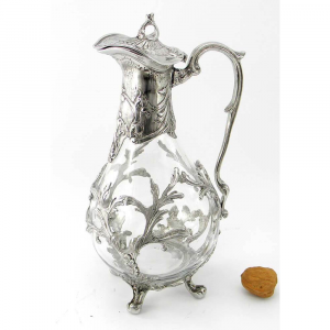 Hand-blown glass and pewter pitcher in liberty style