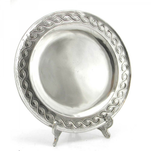 Handcrafted pewter plate with greek frame
