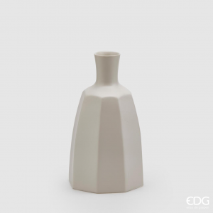 Edg Vaso Trendy in Ceramica Ottagonale Bianco H29 D16 Moderno Elegante