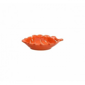 Ciotola A Forma Di Foglia 15x10x3,5 Cm Da Tavola Colore Arancione In Porcellana Casa Cucina 