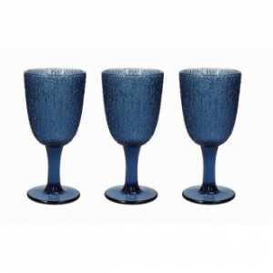 Linea Davor Blu Set 3 Calici Da Vino 250 Cc Colore Blu Decorati Casa Cucina Eleganti