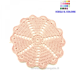 Sottobicchiere rosa ad uncinetto 14 cm Handmade - Italy