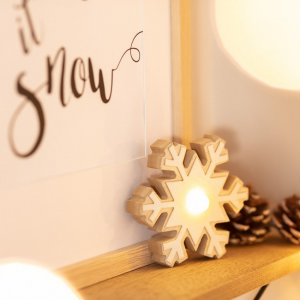 Fiocco di Neve di Natale LED in legno