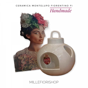Lanterna ceramica Toscana Montelupo bianca goccia
