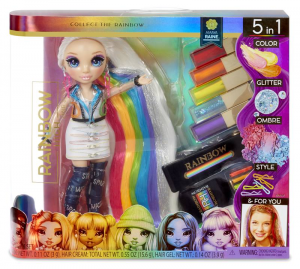 Rainbow High Hair Studio Bambola Amaya Raine Esclusiva con capelli extra lunghi e colori lavabili 5 in 1
