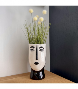 Hzdmfgs Vasi per Piante Home Decor Vaso in Ceramica Artistica per Fiori Abstract Face Umano Decorazione nordica Vaso di casa Vaso di Lusso per Fiore essiccato Color : 11x11x10 Red