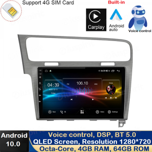 ANDROID autoradio navigatore per VW Golf 7 2014-2020 CarPlay Android Auto GPS USB WI-FI Bluetooth 4G LTE