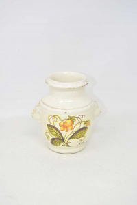 Vaso In Ceramica Con Fiore Allomondo 16 Cm Altezza