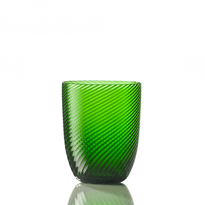Water Glass Idra Twisted Striped Green Pino