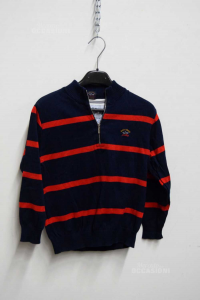 T-shirt Boy Paul&shark Blue Lines Red Size.6 Years