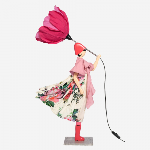 Lampada Skitso in legno con abiti inamidati Little Girl Ploumi Fiore rosa