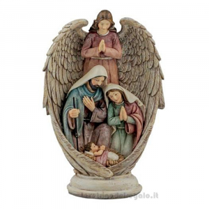 Originale Natività con angelo in resina 26 cm - Natale