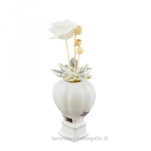 Profumatore Mongolfiera con petali in ceramica 8x8x15 cm - Made in Italy - Bomboniera matrimonio