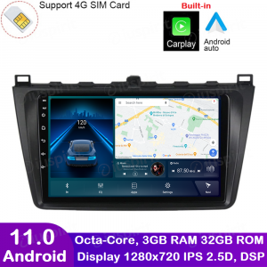 ANDROID autoradio navigatore per Mazda 6 2008-2012 CarPlay Android Auto GPS USB WI-FI Bluetooth 4G LTE