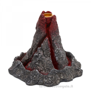 Brucia incensi a riflusso Vulcano con effetto cascata in resina 16x15x13 cm - Idea Regalo