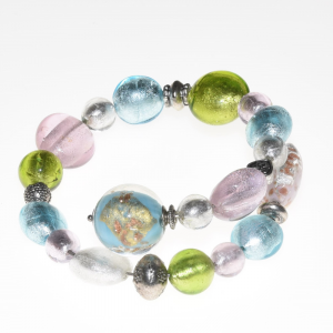 Bracciale multicolor in perle di vetro di Murano PR Lampwork