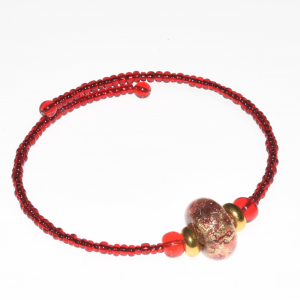 Bracelet in red conteria with Murano glass bead PR Lampwork