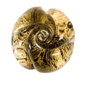 Schwarzer Rosenring aus original Muranoglas und Blattgold handgefertigt PR Lampwork
