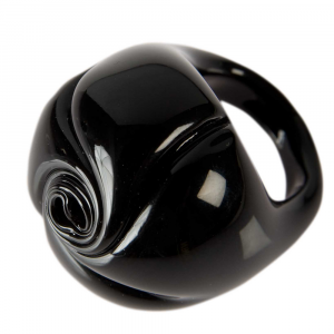 Black rose ring in original Murano glass handmade PR Lampwork