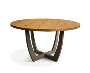 Runder Tisch mit Tischplatte aus Eichenholz - Lehmfarbig 