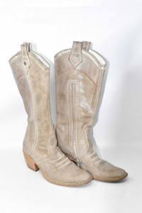 Boots Woman Style Youx- Black Gardens Beige Tall N° 38 Made In Italy