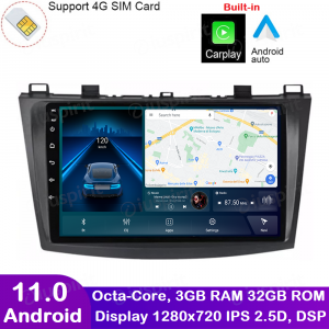 ANDROID autoradio navigatore per Mazda 3 2010-2012 CarPlay Android Auto GPS USB WI-FI Bluetooth 4G LTE