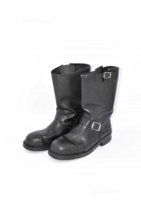 Motorcycle Boots In True Leather Black Brand Pistol Typ Iron Size 43