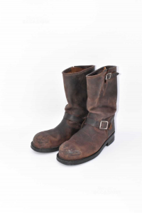 Motorcycle Boots In True Leather Brown Brand Pistol Typ Iron Size 43