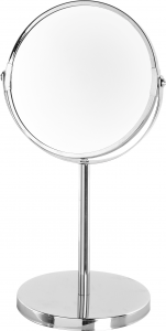 Specchio da Appoggio in Acciaio Cromato con doppio specchio (ing. 1x + 3x)    Misure in cm: D 17 - H 35,5          Pack: Color Box con Finestra