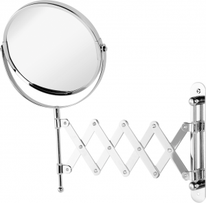 Specchio da Muro Estensibile in Acciaio Cromato con doppio specchio (ing. 1x + 3x)    Misure in cm: D 15 - H 38,5          Pack: Color Box con Finestra