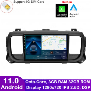 ANDROID autoradio navigatore per Citroen Jumpy 3 Citroen SpaceTourer 1 Peugeot Expert 3 2016-2021 CarPlay Android Auto GPS USB WI-FI Bluetooth 4G LTE