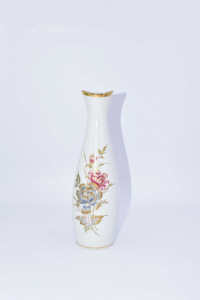 Ceramic Vase Bavaria White With Flower Height 26 Cm