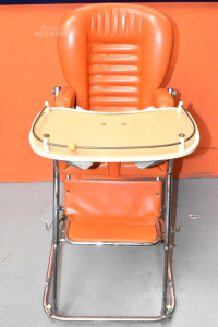 Seggiolone Vintage Isab Arancione Con Tavolino