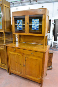 Credenza From Kitchen With 2 Glass Cases Depicting Sea With Seagulls
