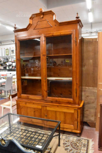 Library Wood Of Spruce With 2 Glass Cases Height 260 Cm Approx