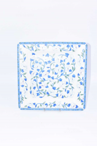 Center Table Fantasy Flowers Blue Of Tiffani Boutique Made In Italy 26.5x26.5 Cm