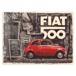 Cartello Fiat 500 in metallo Nostalgic Art