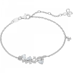 Comete farfalle bracciale in argento con cristalli bianchi BRA166