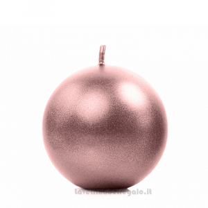 6 pz - Candela sferica Rosa Gold metallizzato 8 cm - Oriente