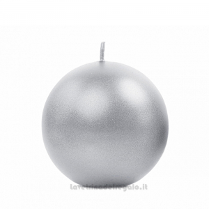 6 pz - Candela sferica Argento metallizzato 8 cm - Oriente