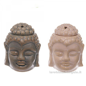 Brucia essenze Testa di Buddha Thailandese in ceramica 9x10.5x12.5 cm - Oriente