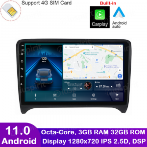 ANDROID autoradio navigatore per Audi TT 2006-2013 CarPlay Android Auto GPS USB WI-FI Bluetooth 4G LTE