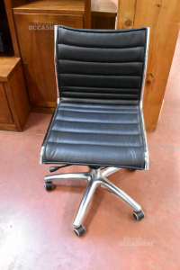 Armchair From Office Black Leather With Base