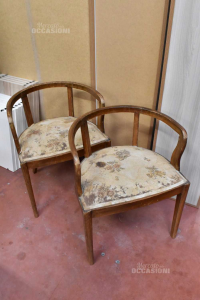 Pair Wooden Chairs By Pozzette Vintage